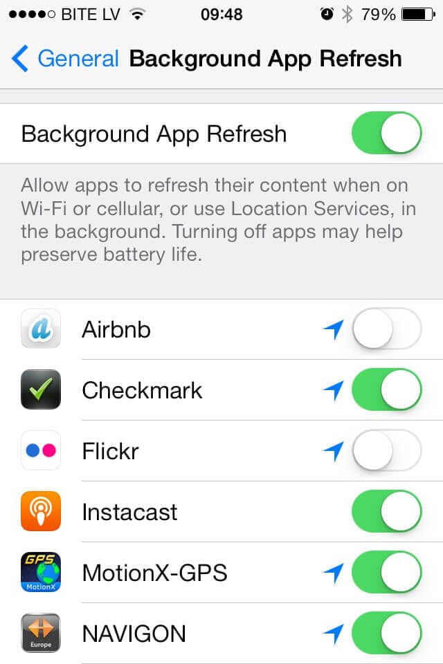 Background App Refresh on iphone