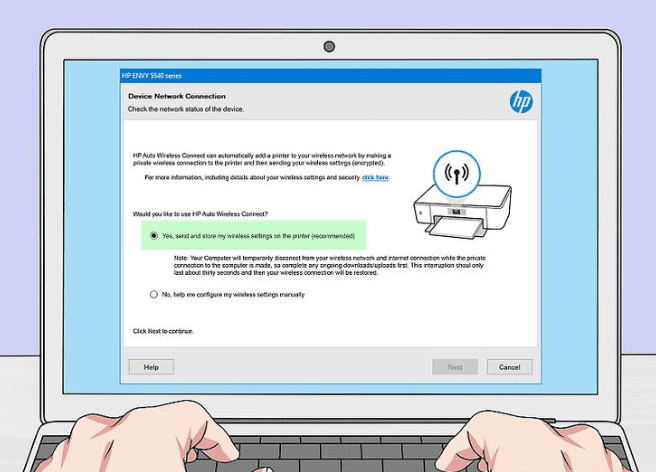 Setting up the hp printer on the wireless network manually