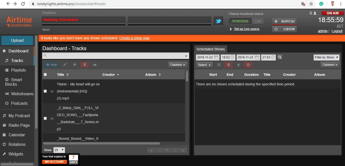 Airtime pro dashboard