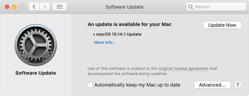 mac Software Update preferences