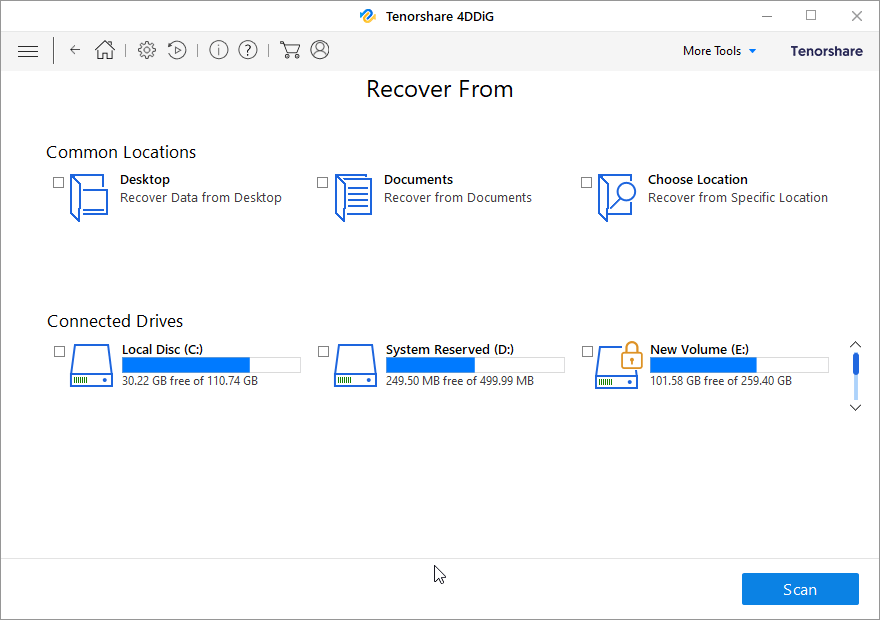 Select Specific Location or Connected Drive