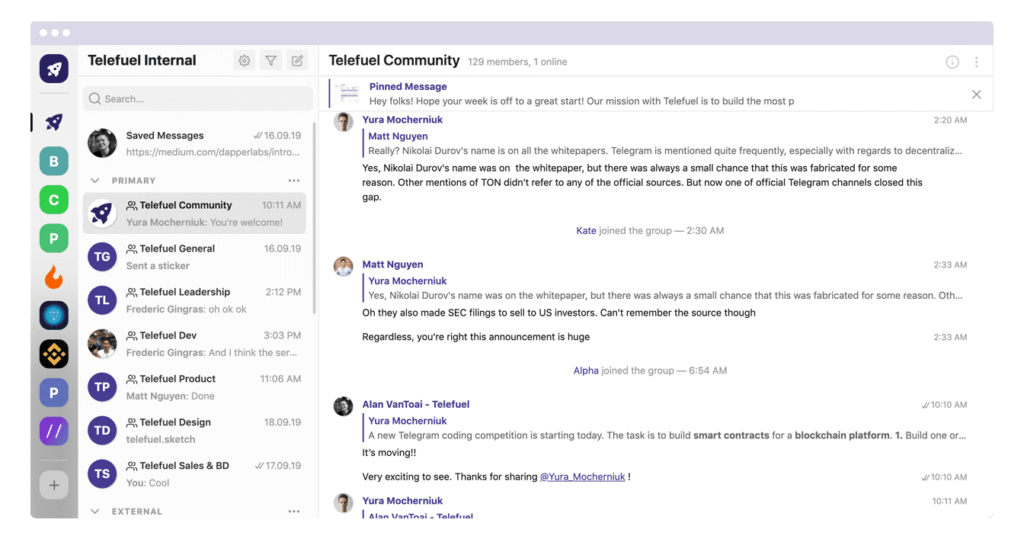 Telefuel Telegram app for PC