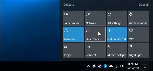 Quiet Hours tile