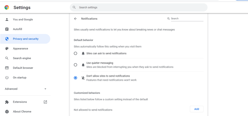  Block or allow site notifications 