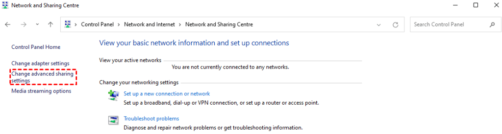  Change advanced sharing settings