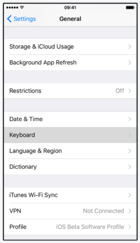 keyboard option