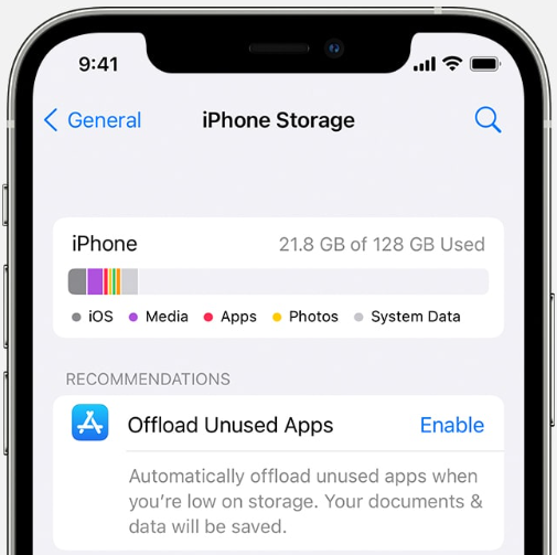 iphone storage option