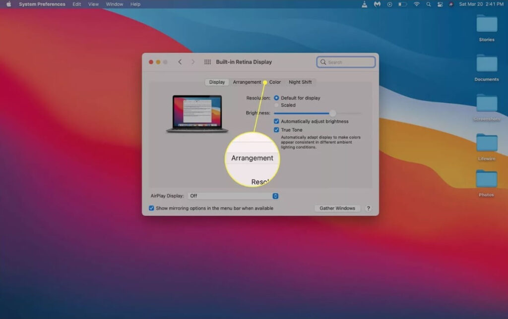 Arrangement option