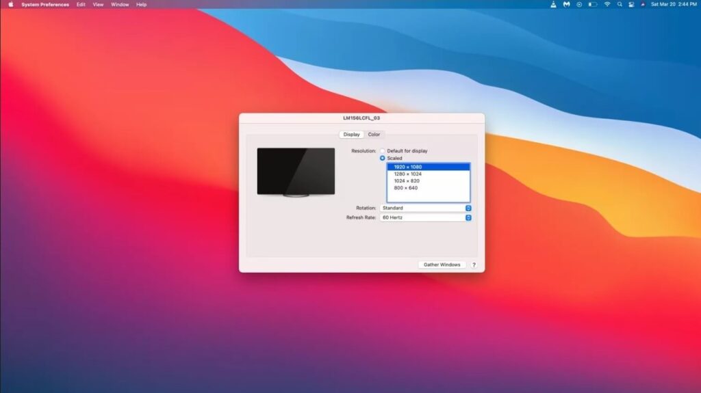  right screen resolution