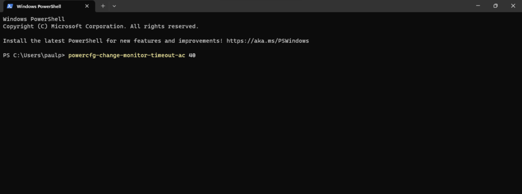  type the command to change timeout