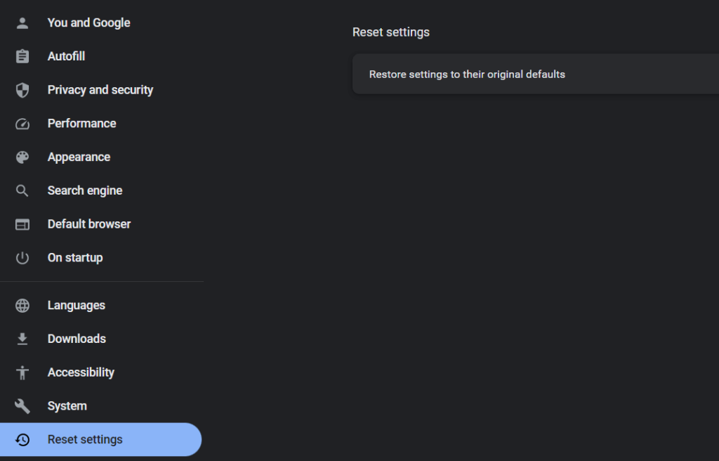  Reset Settings