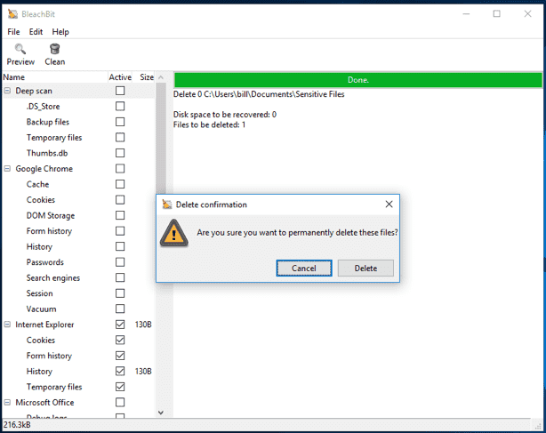 bleachbit vs CCleaner file shredding and deletion 