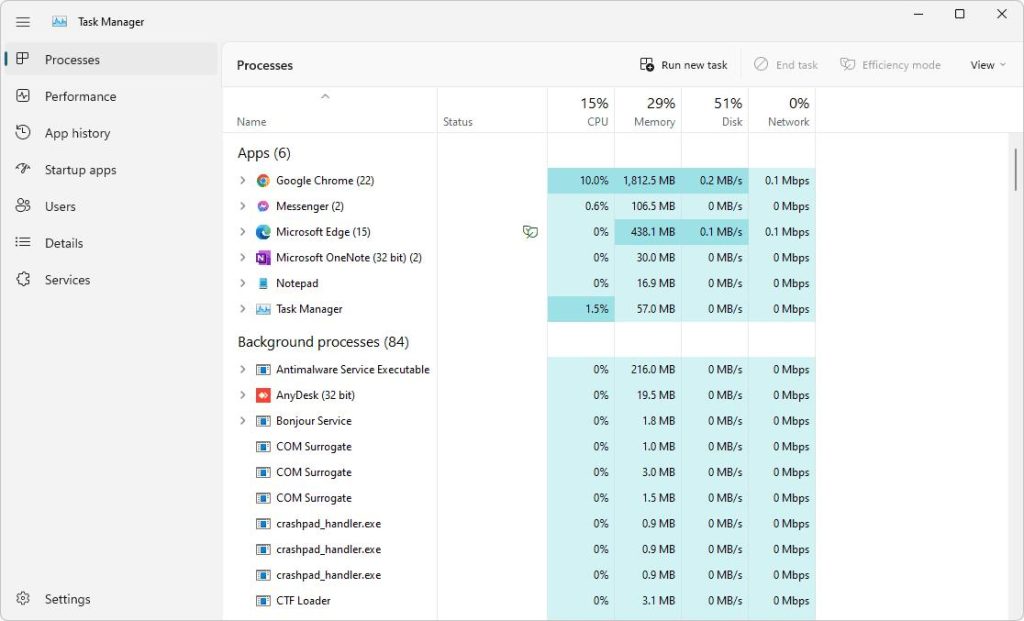 task manager window