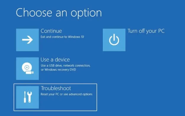 advanced options screen on windows