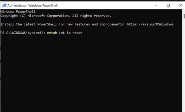 net sh ip reset