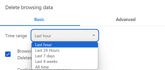 Delete browsing data Google Chrome