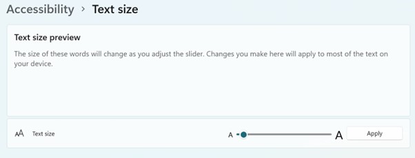 Preview text size