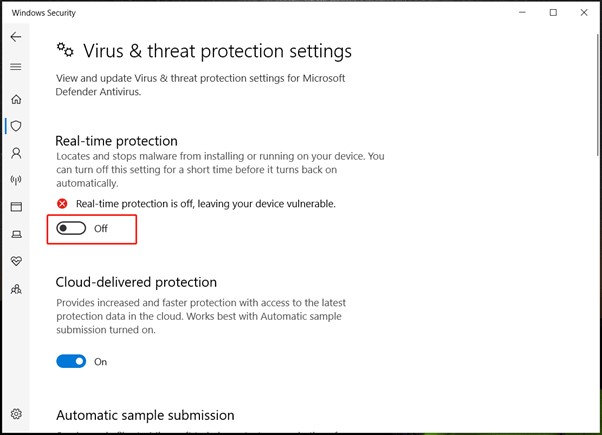 Deactivate Real time protection