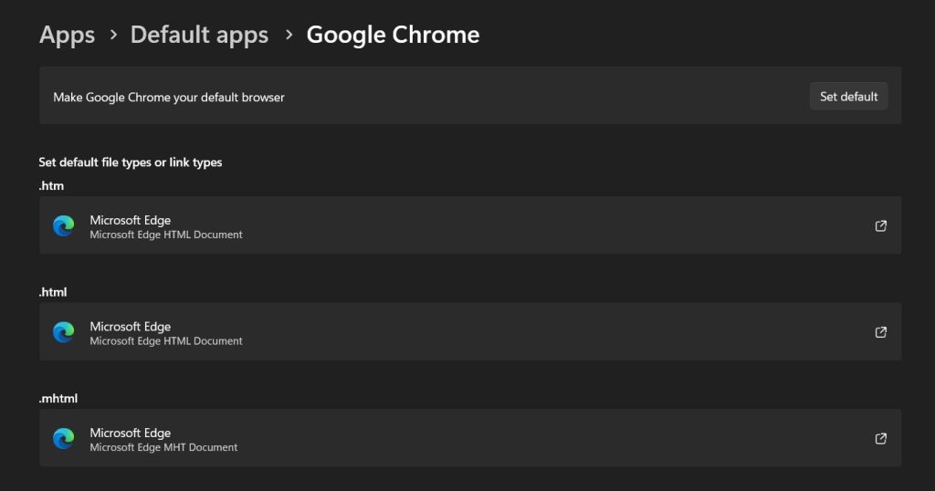 set default app windows 11