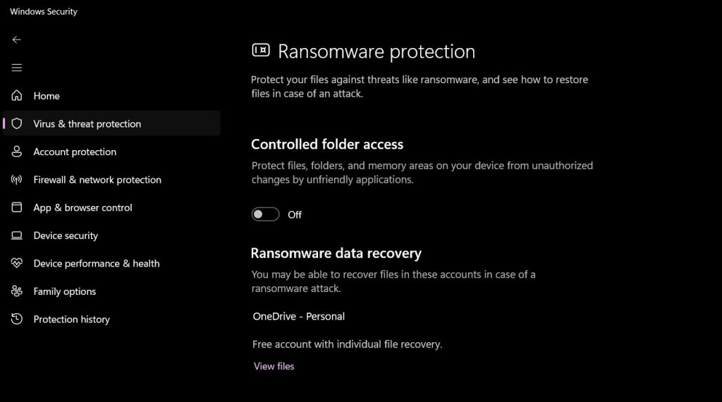 controlled folder access