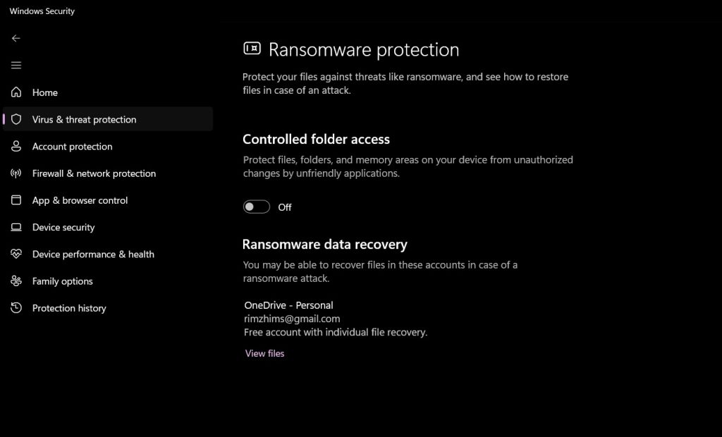 controlled folder access windows 11