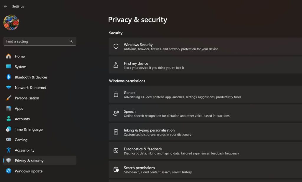 Windows 11 settings
