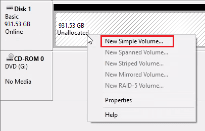 create new partition