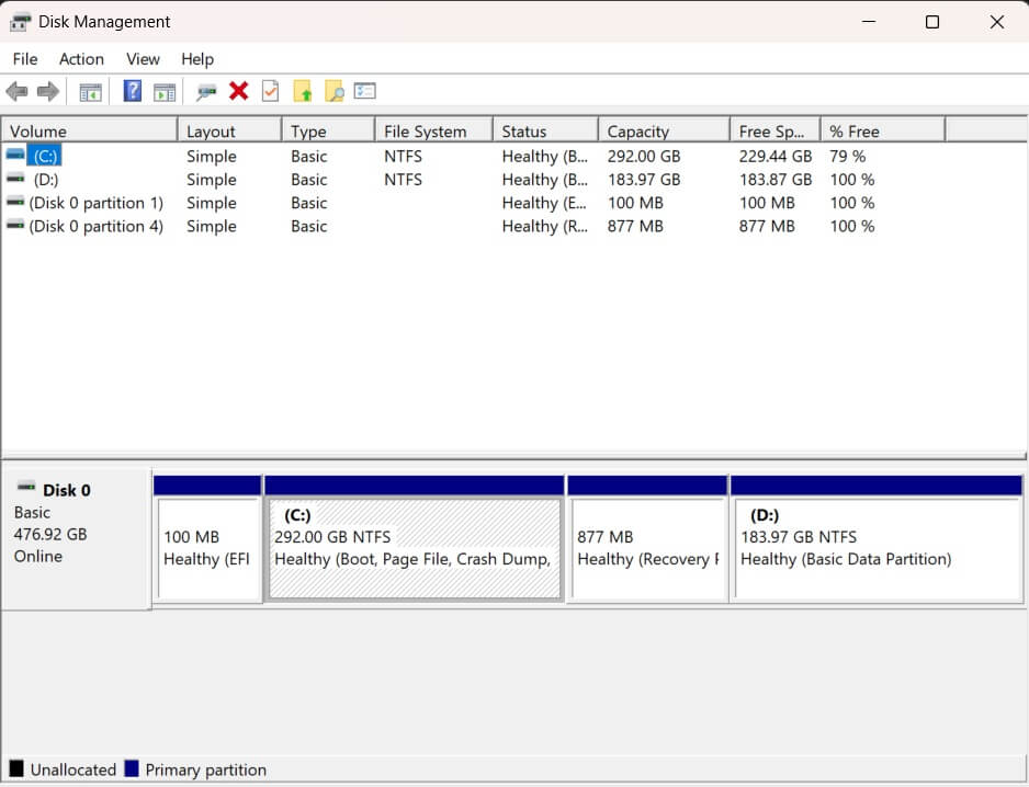 windows 10 disk management 