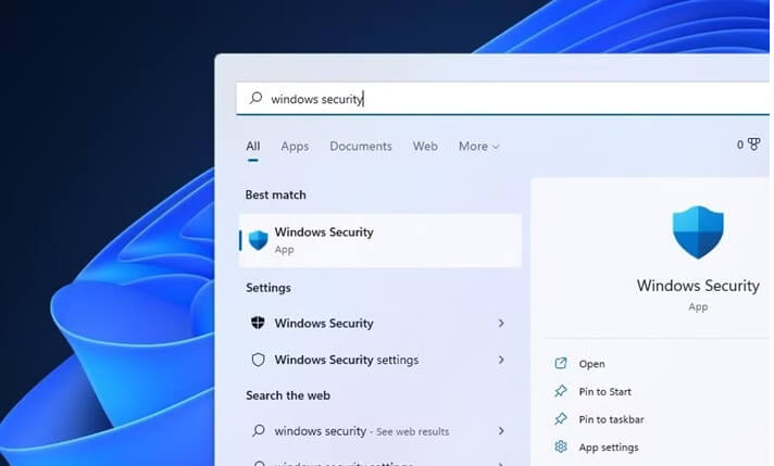windows security search bar