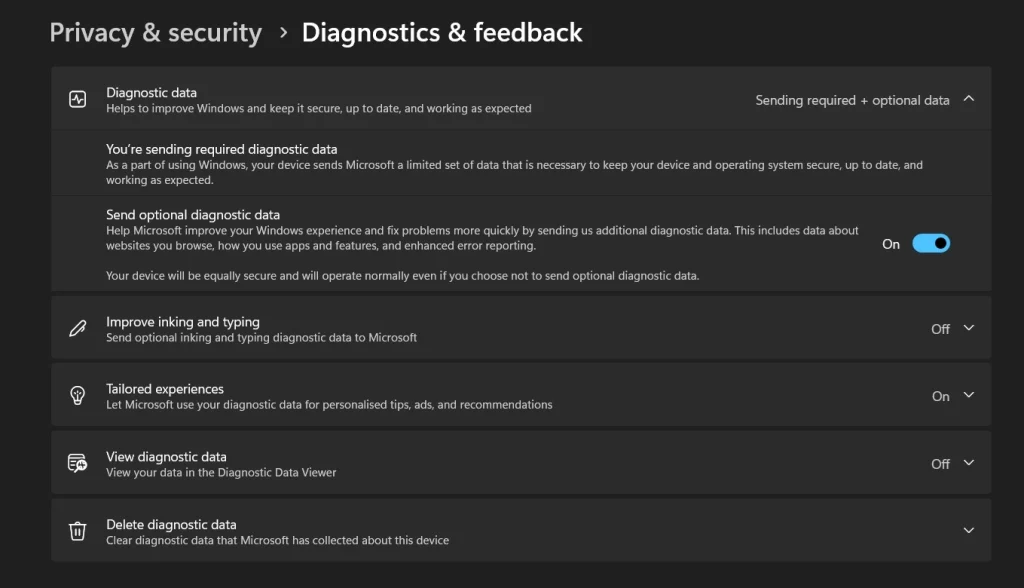 diagnostics and feedback