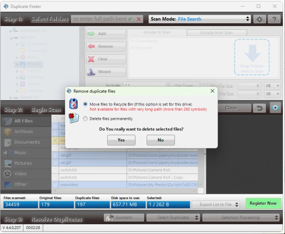 duplicate file finder delete duplicate files