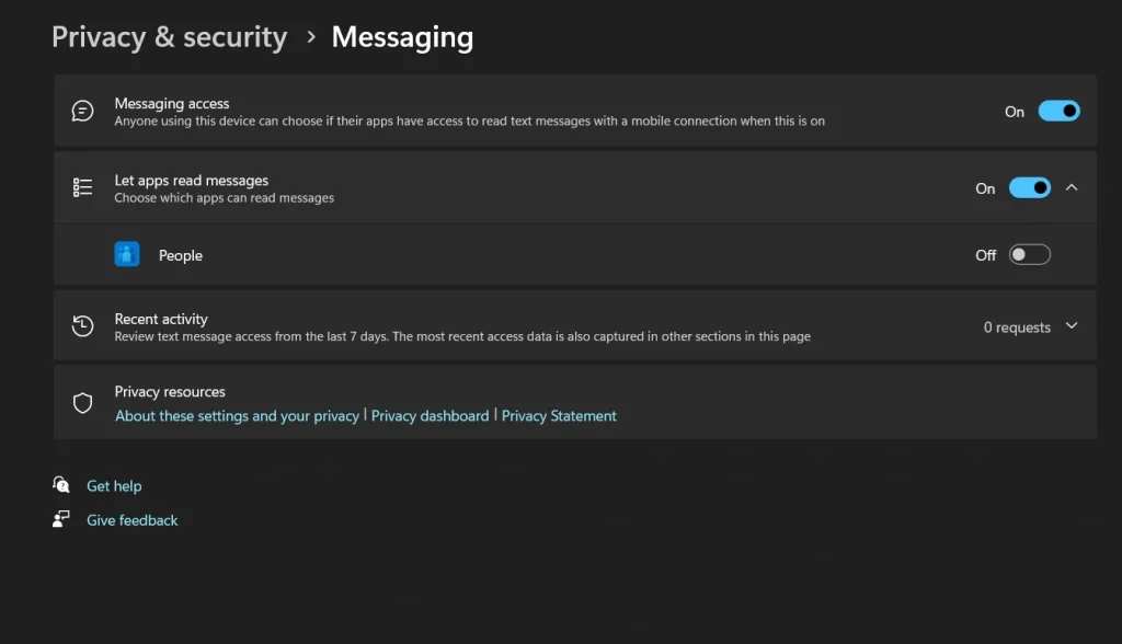 messaging app controls