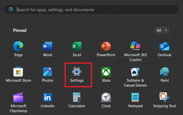 open windows 11 settings