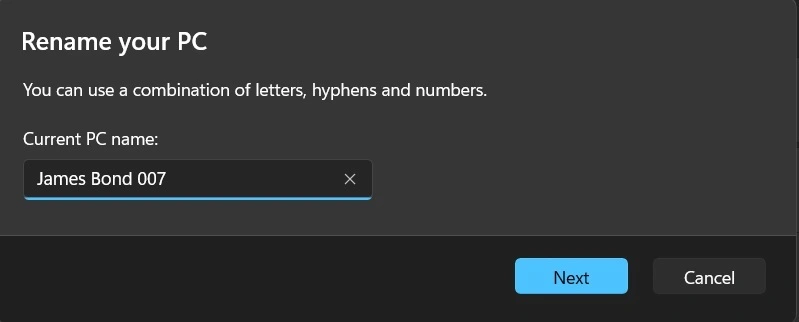 rename pc windows 11