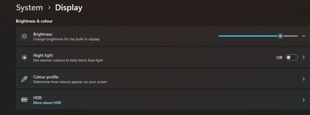 use settings to adjust pc brightness
