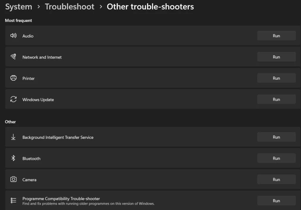 how to run windows troubleshooter