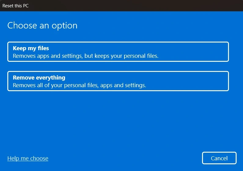reset windows 11 pc remove everything