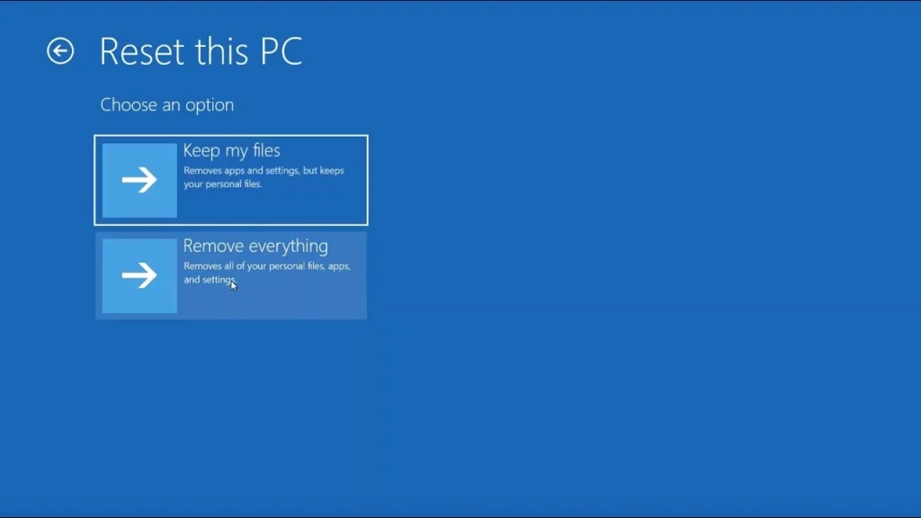 reset windows 11 pc via advanced startup