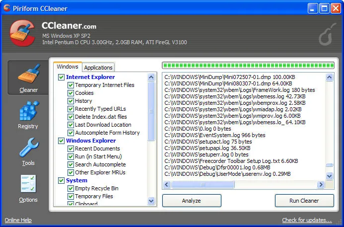 run CCleaner tool on windows pc